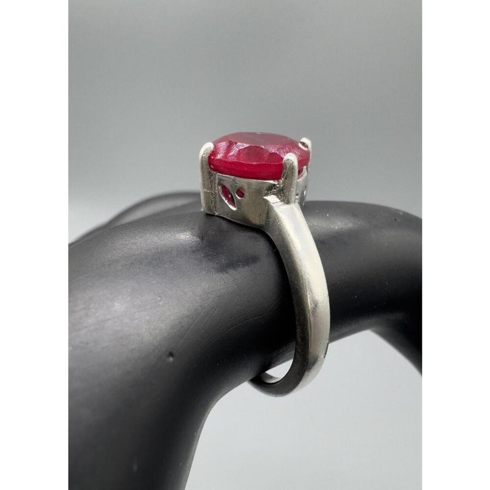 Stunning Red Ruby Sterling Silver 925 Tryzub Coat… - image 4